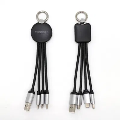 Schlüsselanhänger 3-in-1-Schnelllade-USB-Kabel mit Beleuchtungslogo