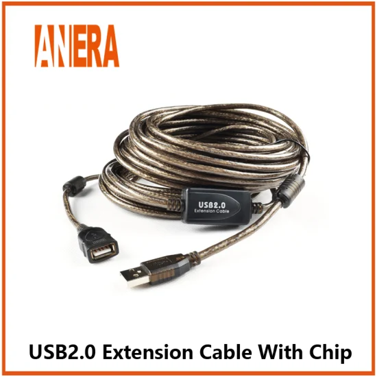 Anera USB 2.0 Repeater-Verlängerungskabel, USB-Stecker auf Buchse, Kabel mit Signalverstärker, 15 m
