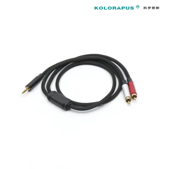 Kolorapus 3,5-mm-Aux-auf-2-RCA-Kabel für Kopfhörer, kabelgebundenes 2-RCA-Audiokabel